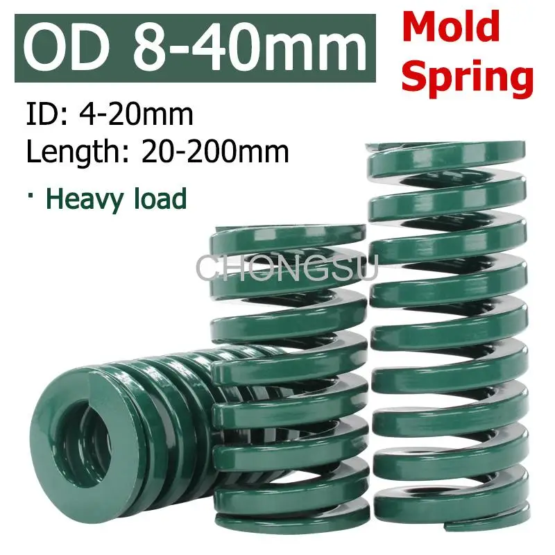 

1pcs Green Heavy Load Die Mold Spring Compression Spring Outer Diameter 8 10 12 14 16 18 20 22 25 27 30 35 40mm Length 20-200mm
