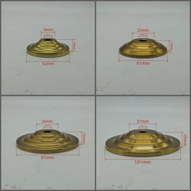 Iron Electroplated Brass Color Lamp Canopy, Multi‑Size 52mm 61mm 81mm 101mm, Light Fixture Base Cover Replacement