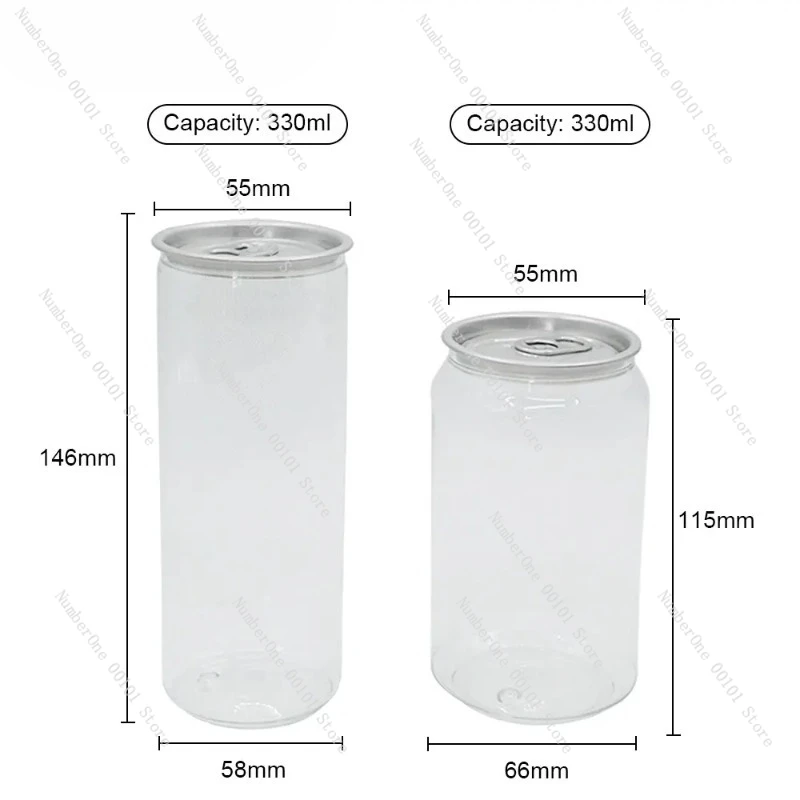 200pcs 330ml/250ml Can with Lid PET Bottle Cap Lid PET Can for Milk Tea/coffee/Beverage/Drink