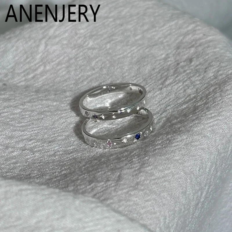 ENSHIR Star Zircon Letter Open Ring For Women Men Lover Wedding Delicate Temperament Jewelry Gifts Wholesale