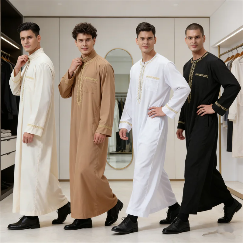 

Мужская мусульманская одежда: джубба, тоб, арабский кафтан, пакистанский/дубайский халат, исламская одежда, черное платье из Саудовской Аравии для Ид и Рамадана