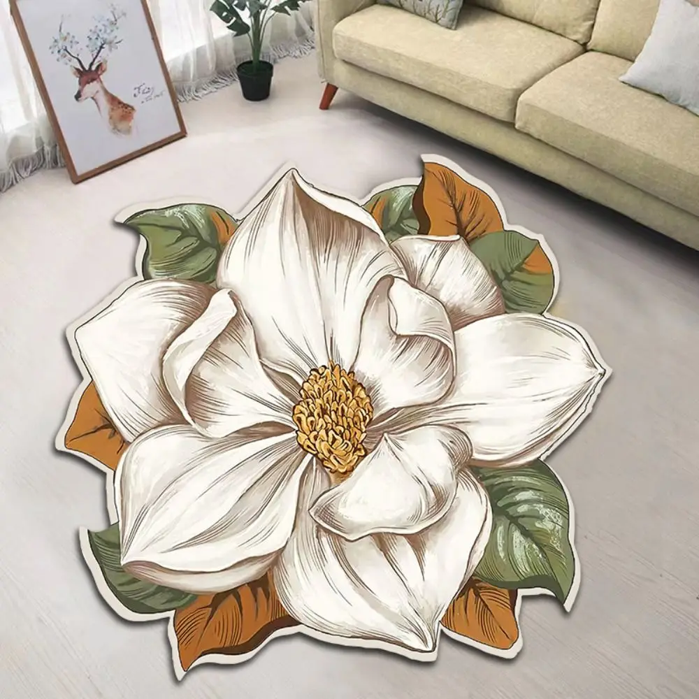 Baby Crawl Special-shaped Flower Carpet Pastoral Peony Lotus Floor Mat Magnolia 60x60cm Blanket Living Room Tea Table Bedside