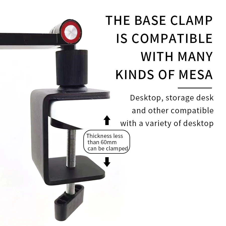 360-Grad-drehbarer Tablet-Ständer aus Aluminiumlegierung, lang, für Arm, freitragende Design-Telefonständer, Desktop-Telefonhalter