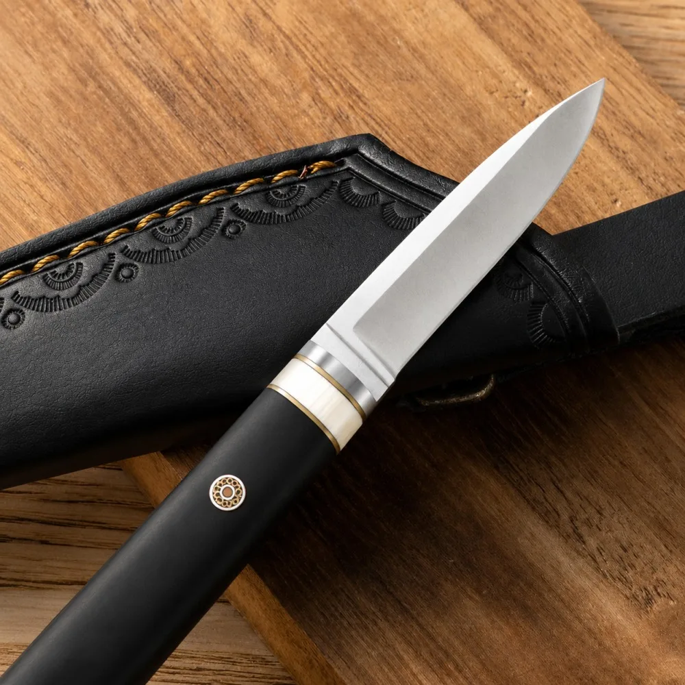 Wooden Handle Sharp Outdoor Knife with Resin Cover for Camping  A Unique Outdoor Knife with A Sheath