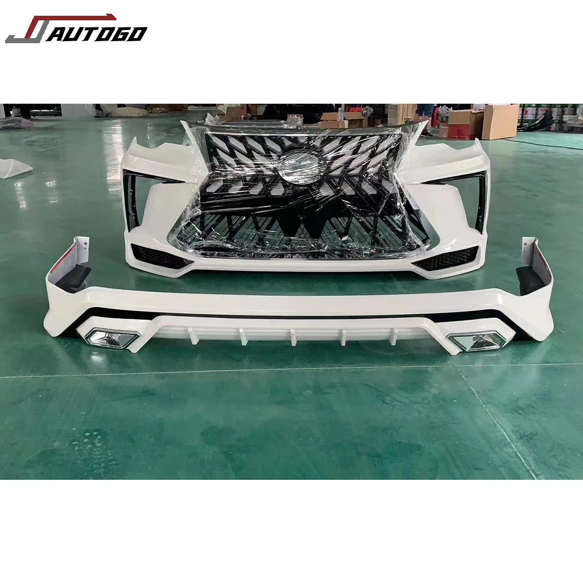 for  Body Kit For Toyota Fortuner 2014 2015 2016 2017 2018 2019 2020 Update to Lexus LX with Front+Rear Bumper assembly Headligh