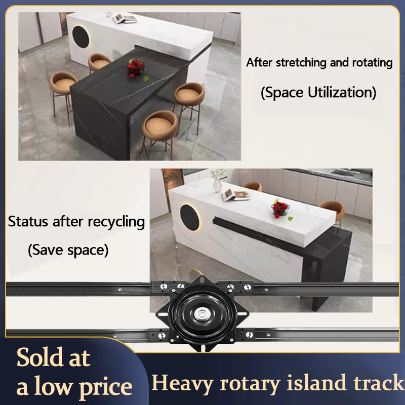 

360 Rotating Pull-Out Slide Rail Hardware For Extendable Kitchen Island Bar Dining Table Durable Space Saving Design