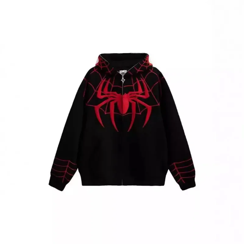 الشارع الشهير بلون الربيع الرجعية هوديس Y2K ملابس رجل إمرأة Harajuku الهيب هوب العنكبوت الجرافيك المتضخم بلوزات عادية