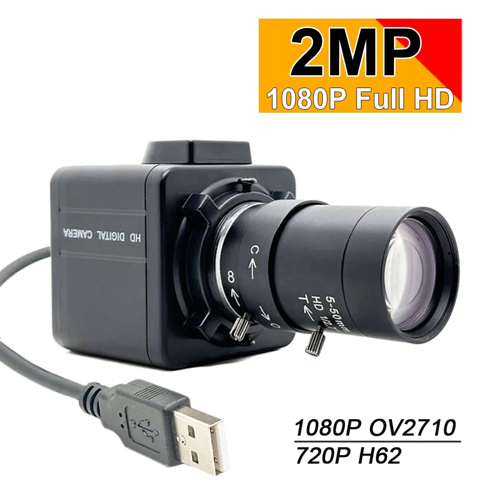 1080P 720P H62 PC Webcam Full HD 2MP CMOS OV2710 High Speed With 5-50mm Zoom Varifocal Lens Security Mini Usb Camera For Live Vi