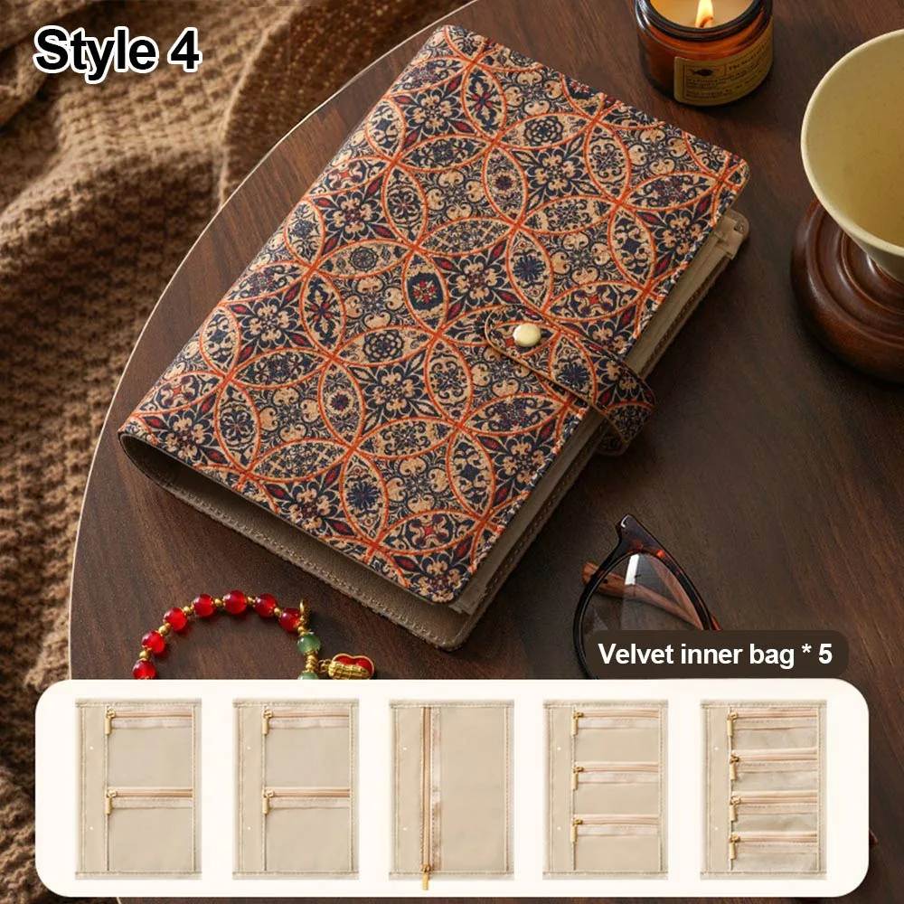 Chrysanthemum Jewelry Storage Book Transparent Zipper Pouch Detachable Pages Jewelry Packaging Box Large Capacity