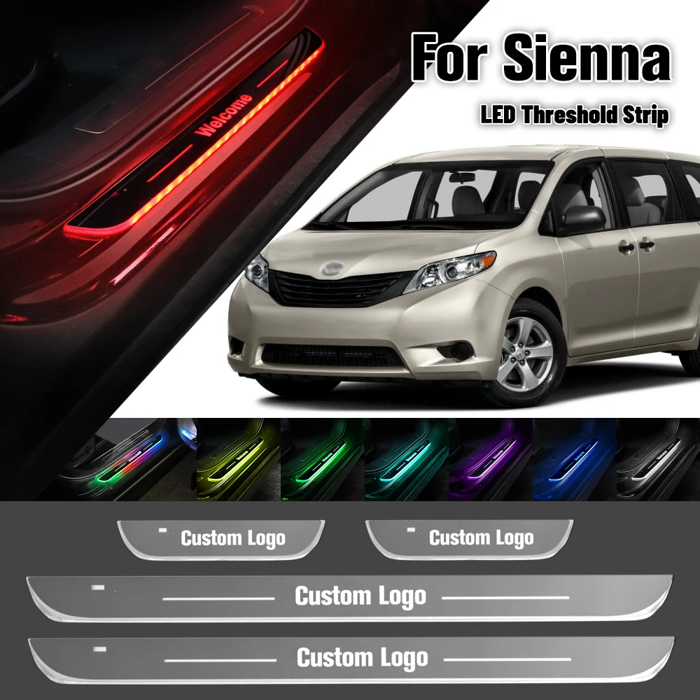 

For Toyota Sienna 2006-2023 Car Door Sill Light Customized Logo LED 2014 2016 2018 2019 Welcome Threshold Pedal Lamp Accessories