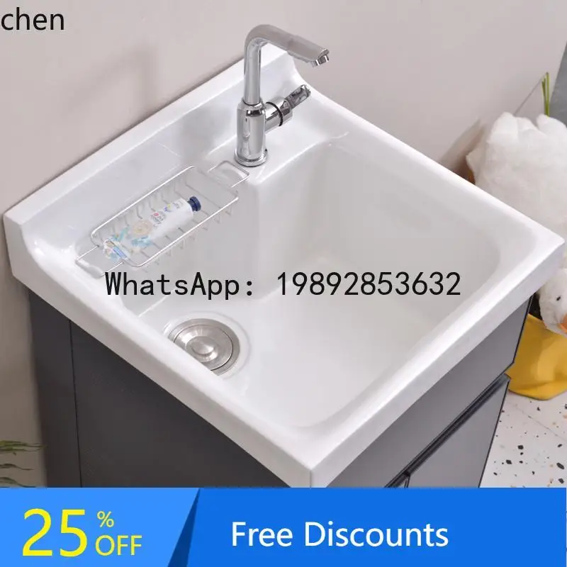 

FF small apartment bathroom cabinet with rubbing board sink single cabinet ceramic integrated basin hand washing cabinet