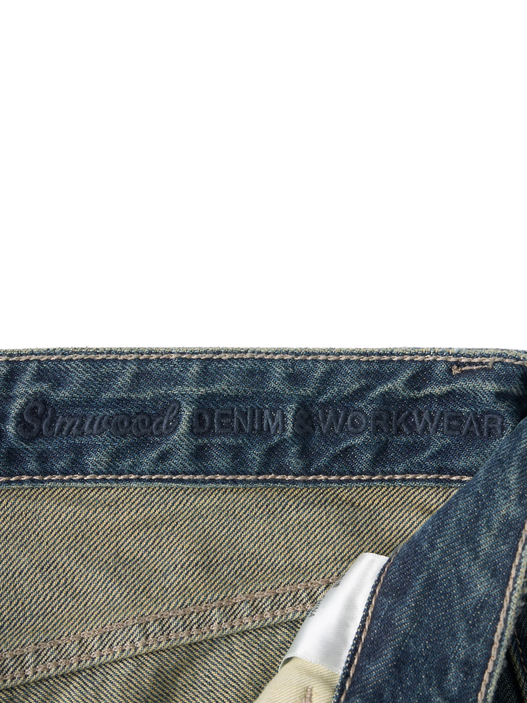 SIMWOOD 2025 Autunno stile largo 12,8 once tessuto di cotone drappeggiato jeans vintage lavati da uomo pantaloni in denim taglie forti