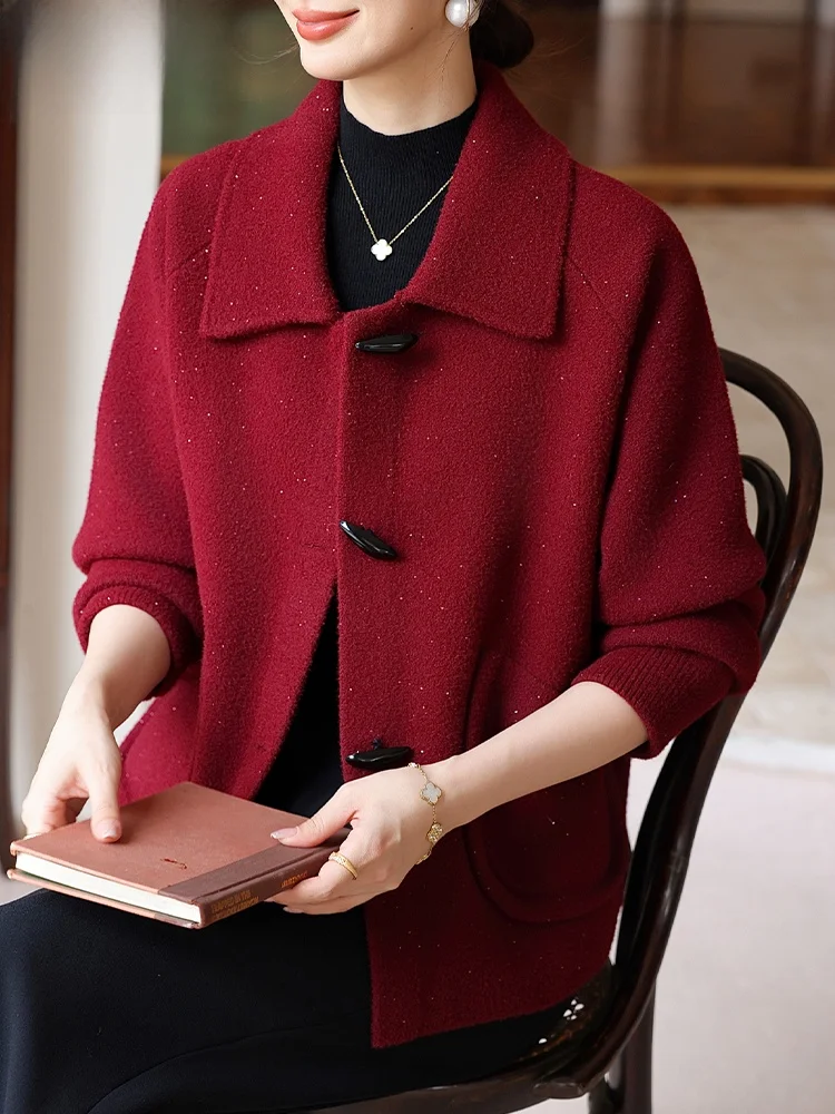 

Sli Knitted Outerwear for Older Women Faionable Autumn Coat for Mothers-In-Law Wedding Banquet Dres High-End And Att...