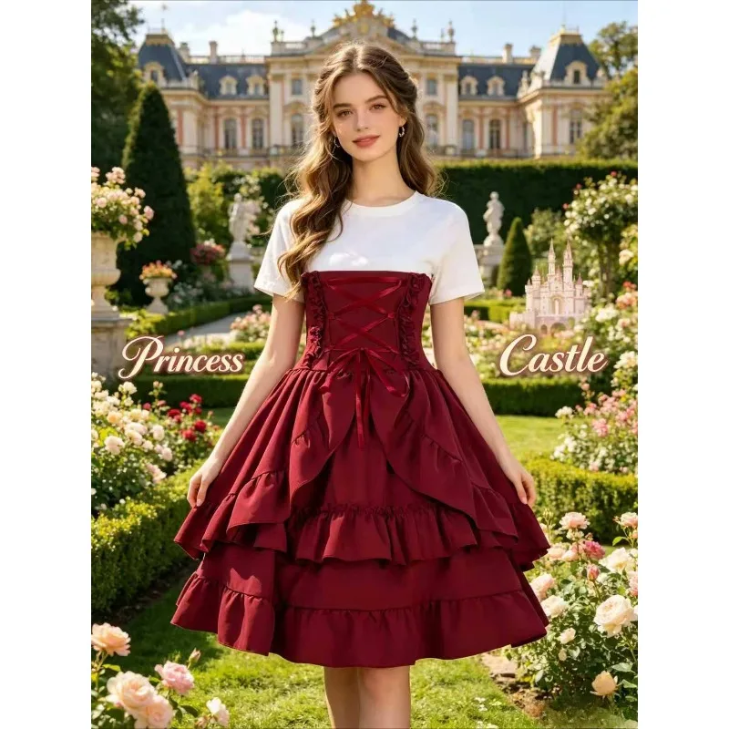 

Women Gothic Lolita Skirt S-2XL, Solid Color Medieval Court Half Skirt, Vintage Costume for Carnival Party & Stage Performance