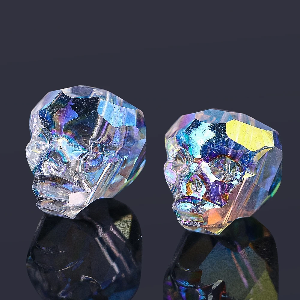 

Faceted Crystal Skull Beads 13mm Halloween DIY Jewelry Making Charms Accessories Bracelets Necklaces Decorations Gothic Craft