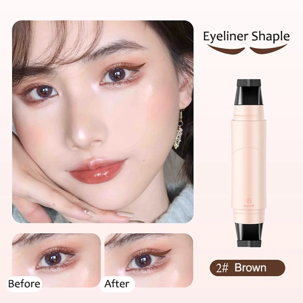 2pcs Beauty Matte Rotatable Eyeliner Stamp Waterproof Quick Dry Liquid Eye Liner Pen Long Lasting Drawing Pen Eyeliner Seal Gift