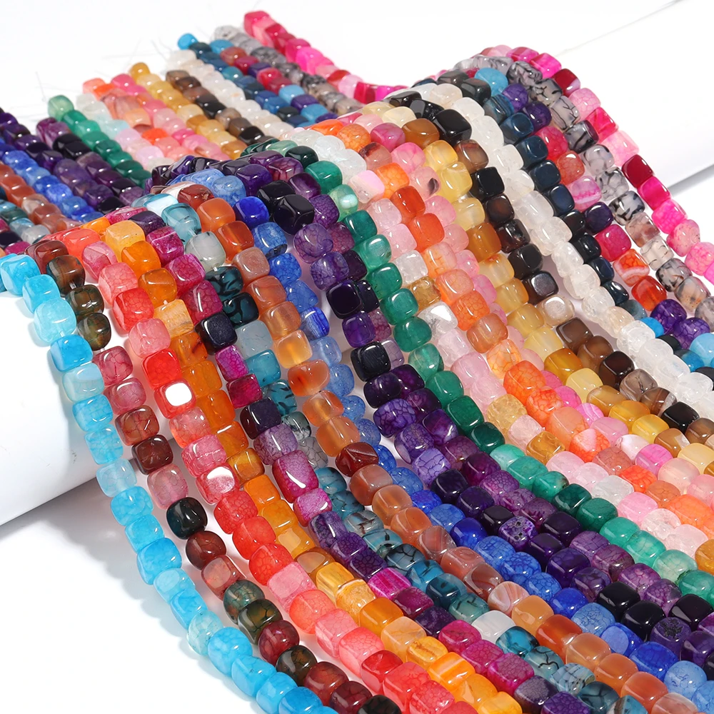 Natürliche Stein Quadrat Perlen 8mm Gestreiften Achat Rohr Stein Lose Spacer Perlen Für Schmuck Machen Zubehör DIY Armband Schlüsselbund