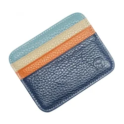 Vintage First Layer saco do cartão de couro genuíno com slot para cartão, Super Thin Bank Card Holder, Coin Purse, Sort Wallet