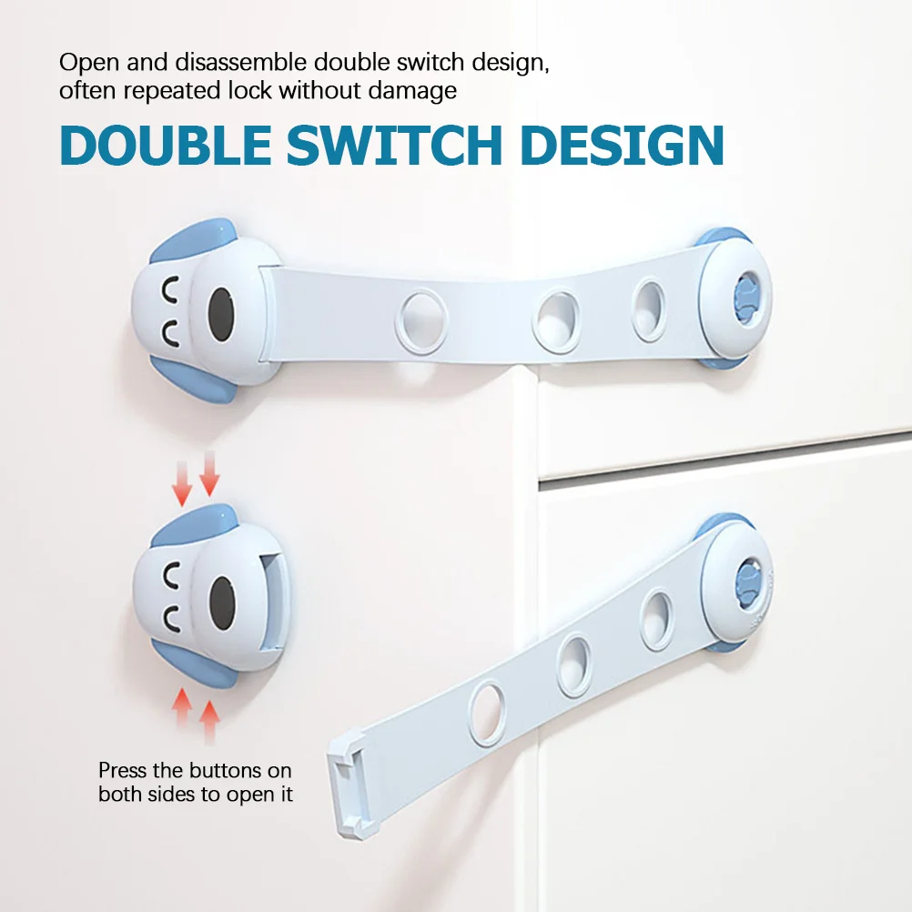 4 قطعة أقفال خزانة مقاومة للأطفال سهلة التركيب ولا تحتاج إلى الحفر ومزالج أمان للأدراج والثلاجات وخزائن الملابس