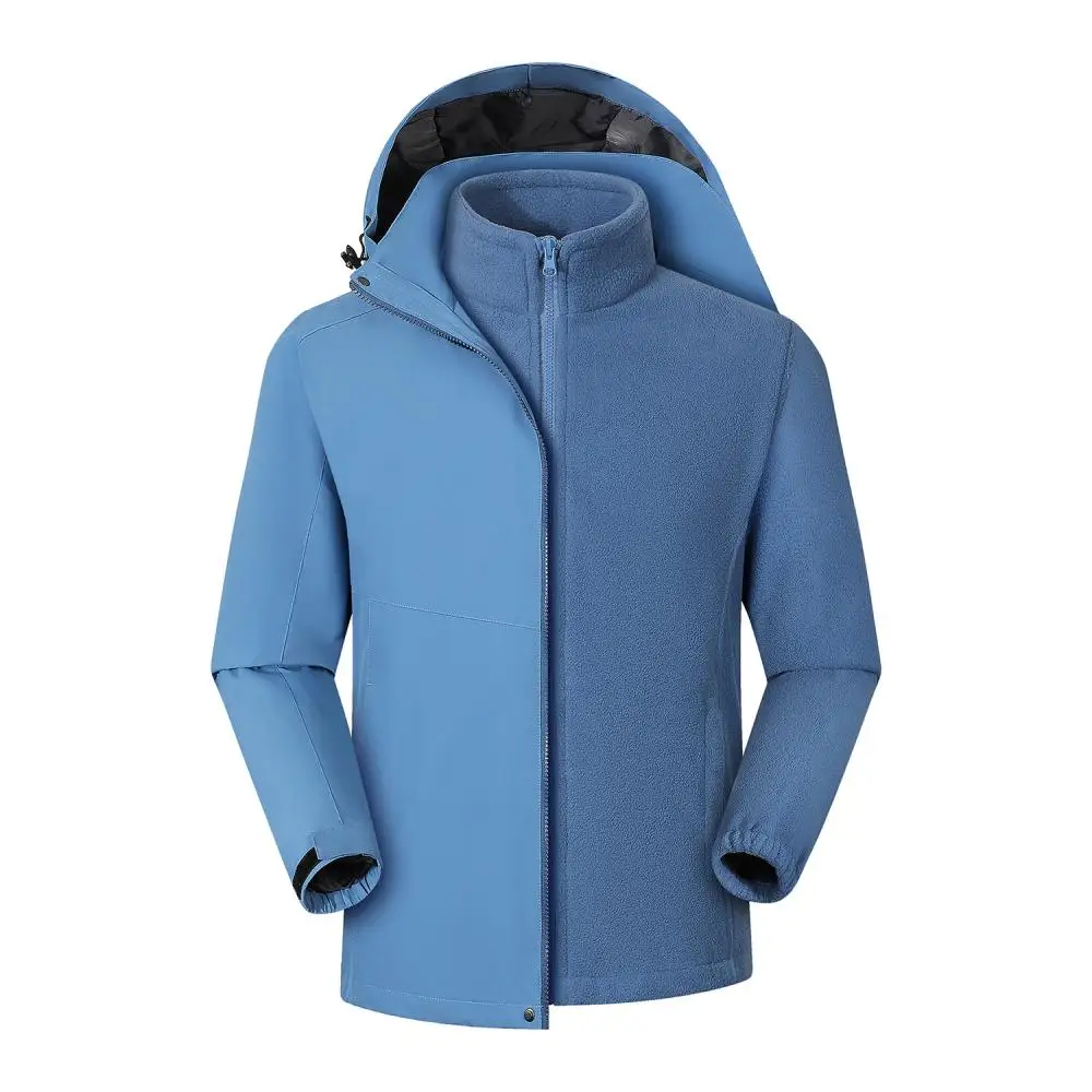 Outdoor Fleece Jacket Thickened Autumn Winter Loose Three-in-one Windproof Warm Mountain Climbing Upper Apparel Free Print Logo