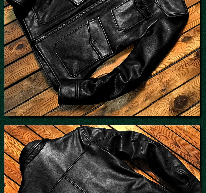 سترة رجالية فاخرة من الجلد الطبيعي موديل 2025 بياقة مدببة بقصة ضيقة ومتعددة الجيوب من جلد الماعز السائق سترة جلدية للرجال