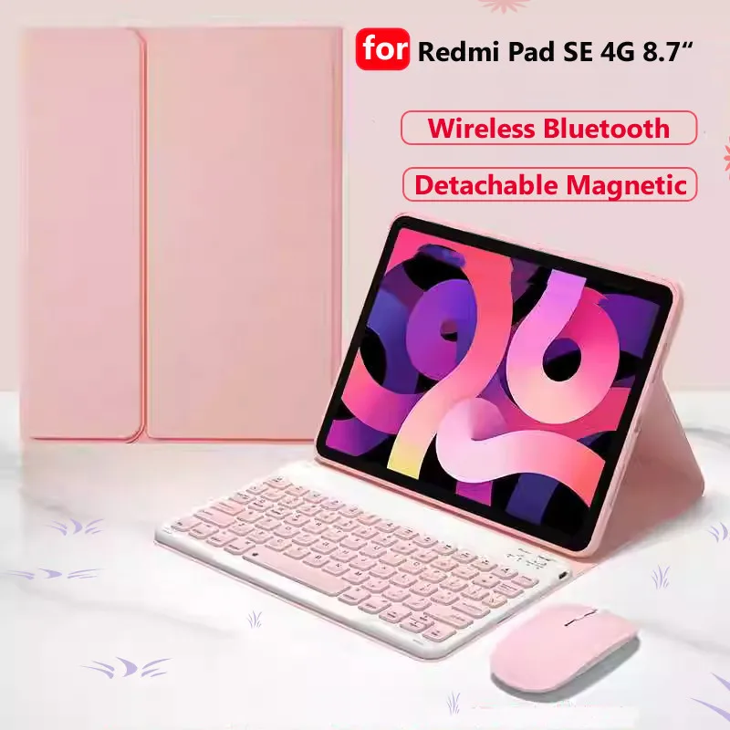 

Case with Keyboard for Xiaomi Redmi Pad SE 4G 8.7inch 2024 Auto Sleep/wake UP Bluetooth Keyboard Mouse Cover Pad SE 8.7 Casing
