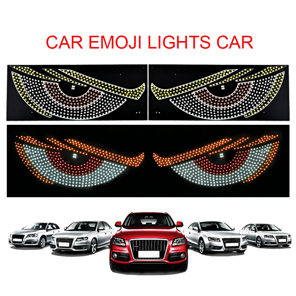 

2Pcs LED Car Dynamic Devil Eye Light Sticker 11 Modes Car Decoration Devil Eye Light Car Windshield Demon Eye Lights for Truck