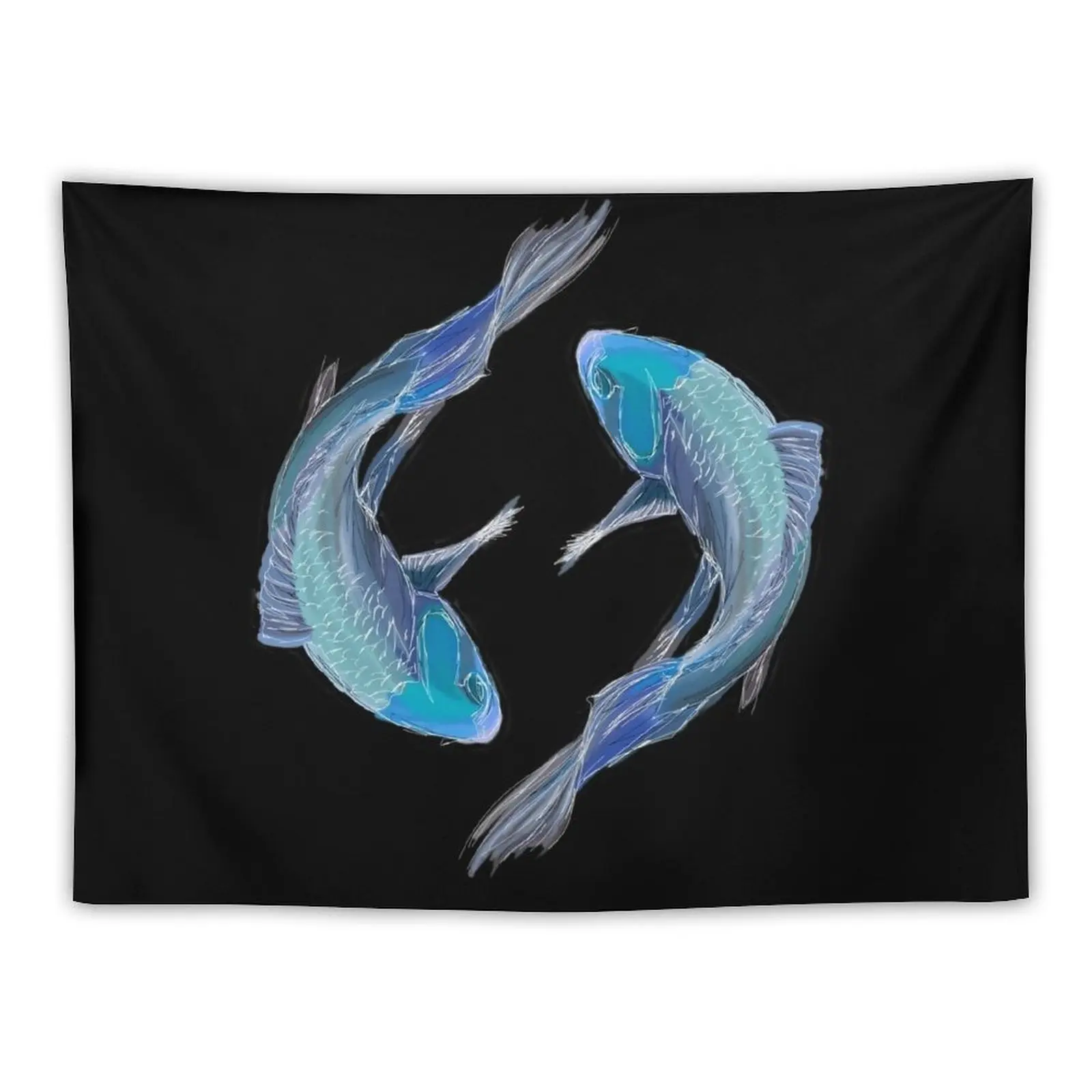 

Japanese Koi Fish Blue Ying Yang Tapestry Home Decor Aesthetic Cute Decor Hanging Wall Things To The Room Tapestry