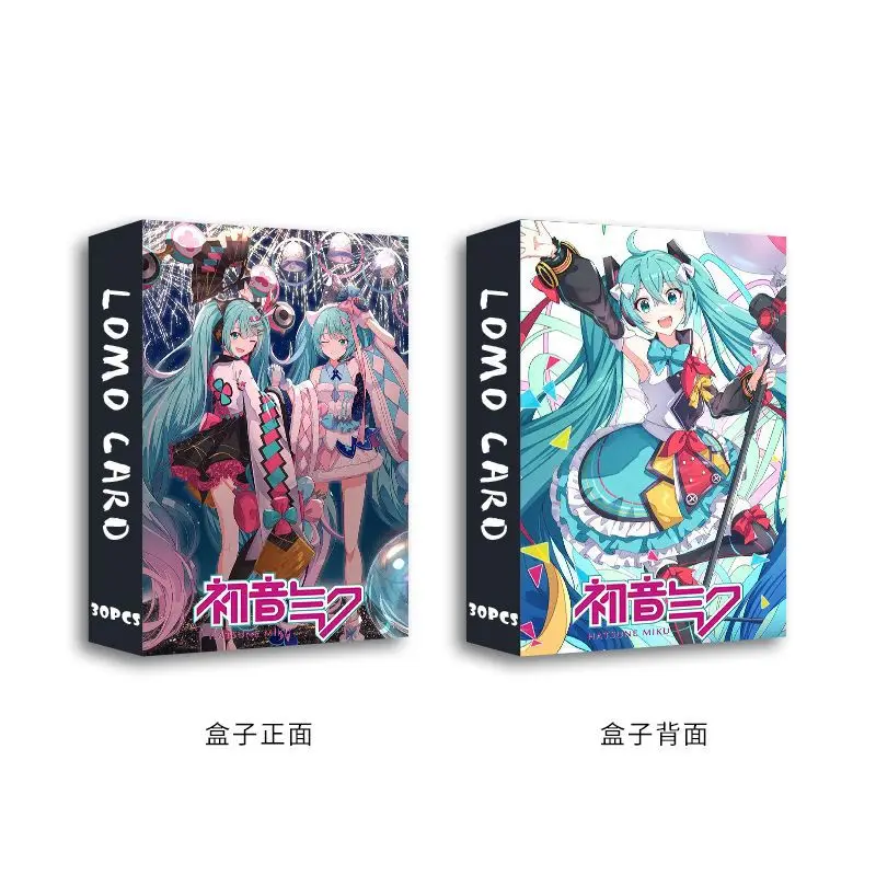 Anime Hatsune Miku LOMO Card Cartoon Hatsune Miku Small Card Double Sided 30pcs Cute Girl Postcard Collect Message Photo Gift