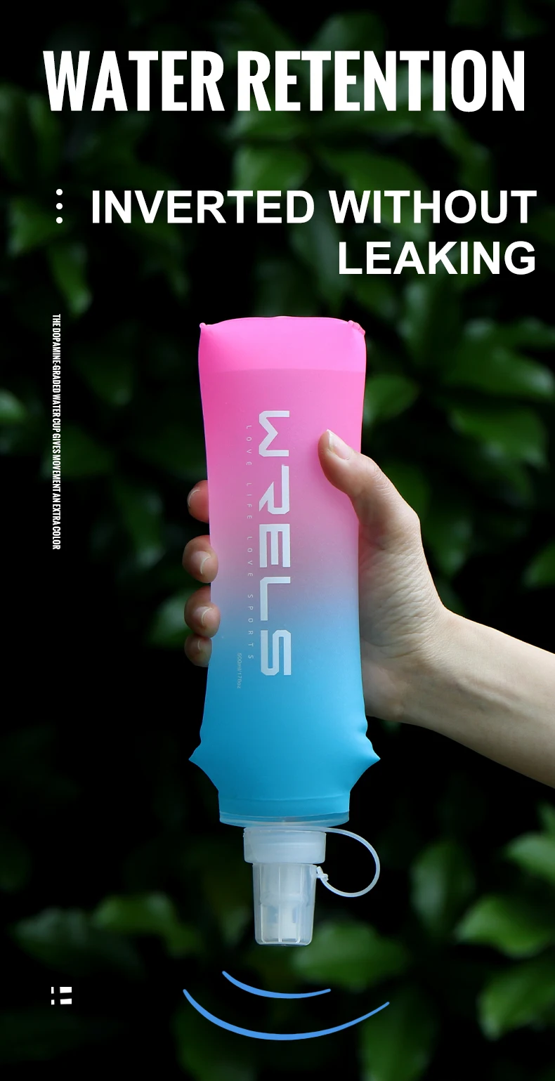 Sport Water Bottle TPU Folding Soft Flask Drink Portable Water Bottle High Flow Running Hiking Bicycle Fitness Water Bag
