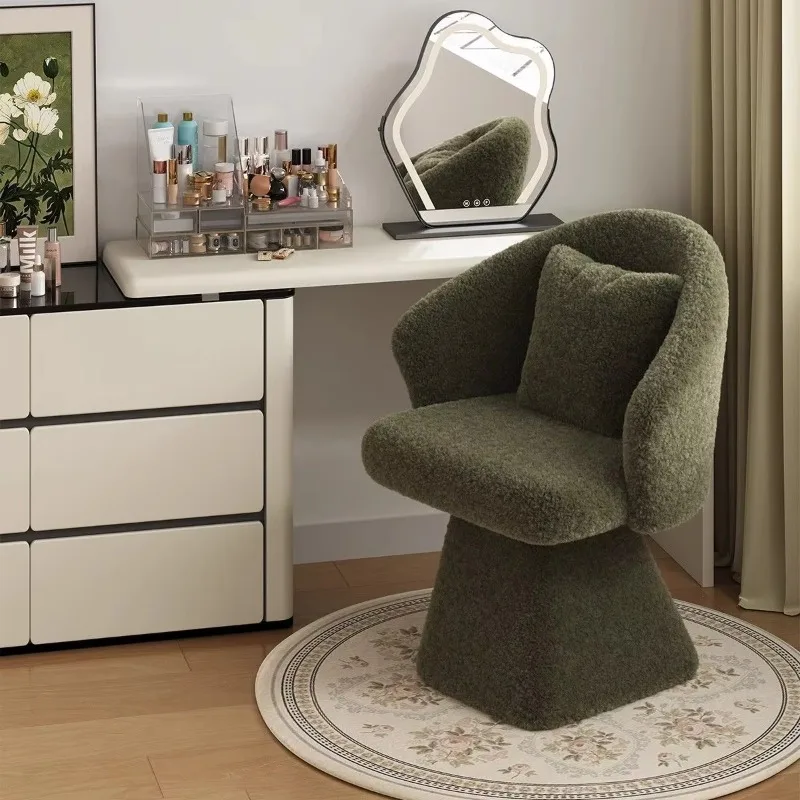 Nordic Light Luxury Vanity Stool Rotatable Makeup Chair with Soft Seat Modern Dressing Stool for Bedroom Dresser Cloakroom Home