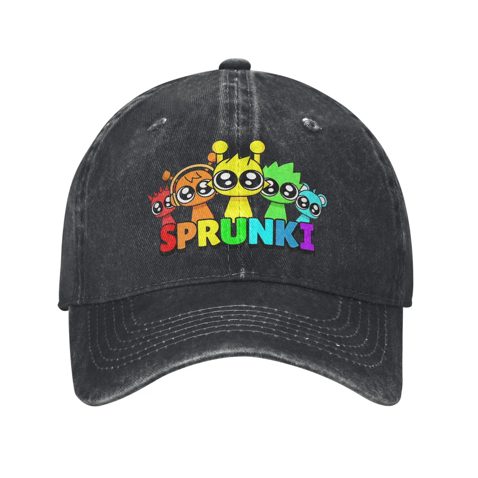 Retro Sprunki Cute Characters Baseball Cap for Men Women Distressed Denim Sun Cap  Outdoor Activities Adjustable Fit Caps Hat