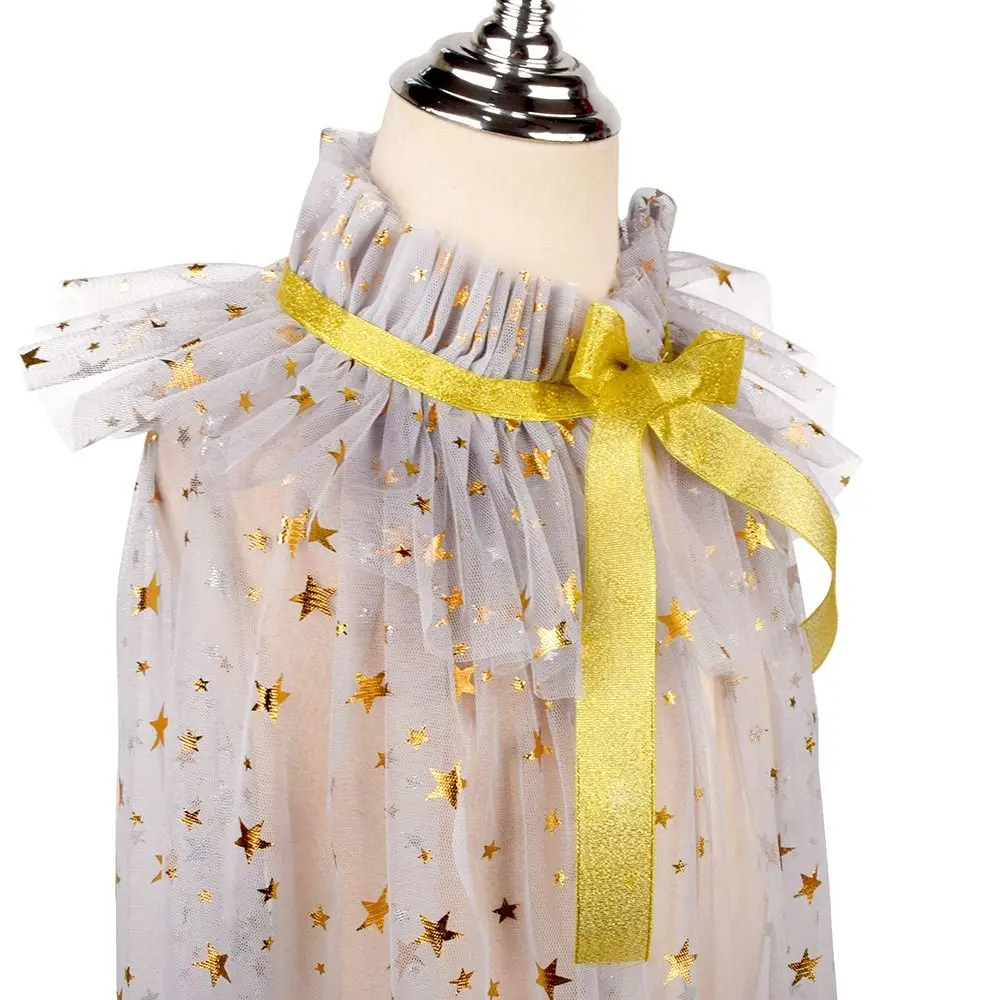 New Sequins Girls Princess Cape Mesh Cute Elegant Dress Cape Cosplay Sweet Children Costume Cloak Carnival Party