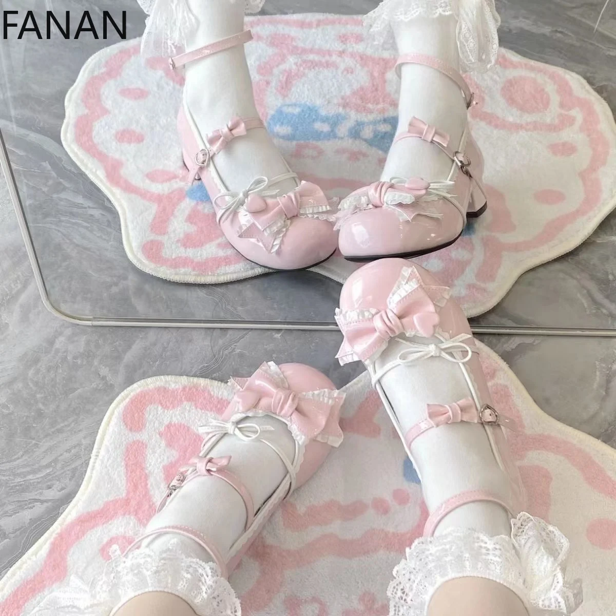 

Новинка 2023 года, туфли-лодочки в стиле Лолиты на высоком каблуке, кавайная обувь, женские милые девчачьи элегантные платья с круглой головкой, розовые туфли принцессы на плоской платформе