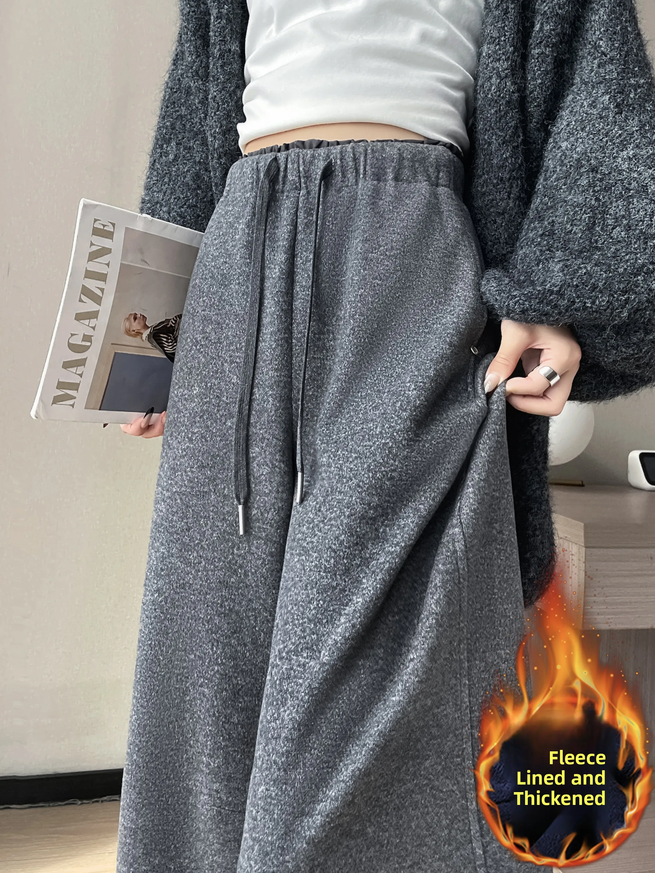 กางเกงขายาวทรงหลวมเอวสูงสำหรับผู้หญิง สไตล์ลำลอง ใส่สบาย เหมาะสำหรับใส่ไปทำงานหรือทำกิจกรรมต่างๆ