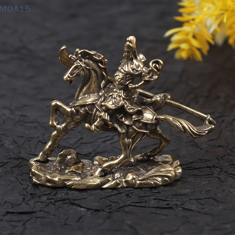 

Brass God of Wealth Riding Horse Guan Gong Statue Home Decoration Accessories