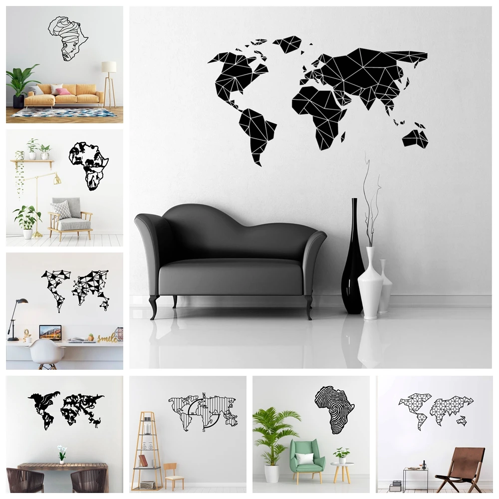 1 pc Funny Geometric map shapes Wall Stickers Self Adhesive Art Wallpaper Kids Room Nature Decor Wall Stickers Waterproof