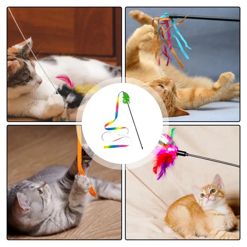 Interactive Cat Toys Ribbon Cartoon Teaser Toy Multifunctional Pet Toy Fun Teaser Toy For Relaxing Training Exercising Playing