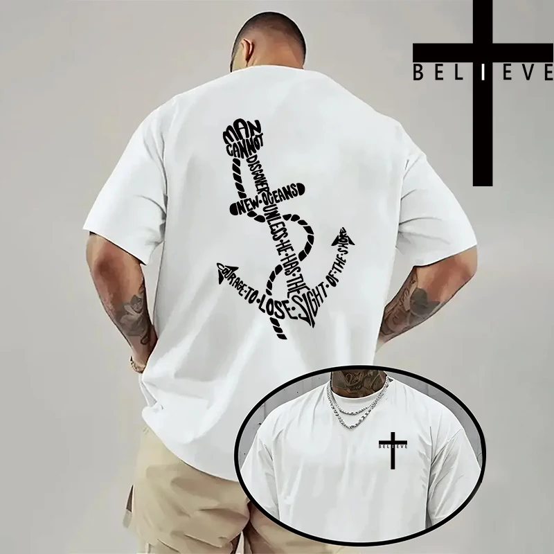 Frühling Sommer Täglich Casual Mode Jesus Kreuz Baumwolle Tees Christus Drucken T-shirt Männer Hohe Qualität Reine Farbe Kurzarm Top – Detail 14
