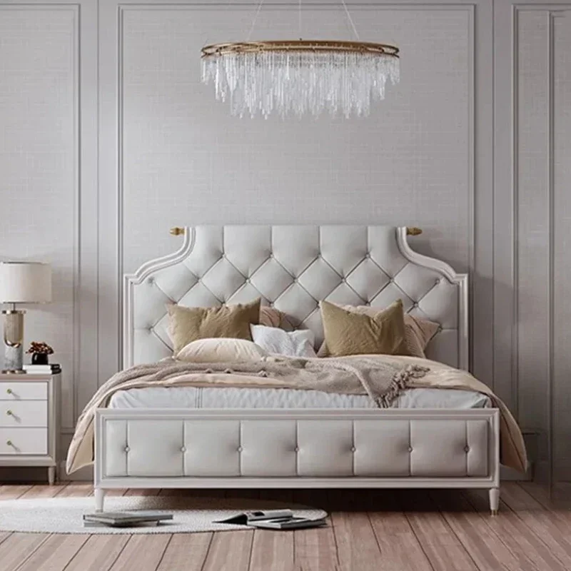 Show Aesthetic Frame Double Bed Drawers Leather Queen Double Bed Luxury Bedding Camas Modern Muebles Entrance Hall Furniture