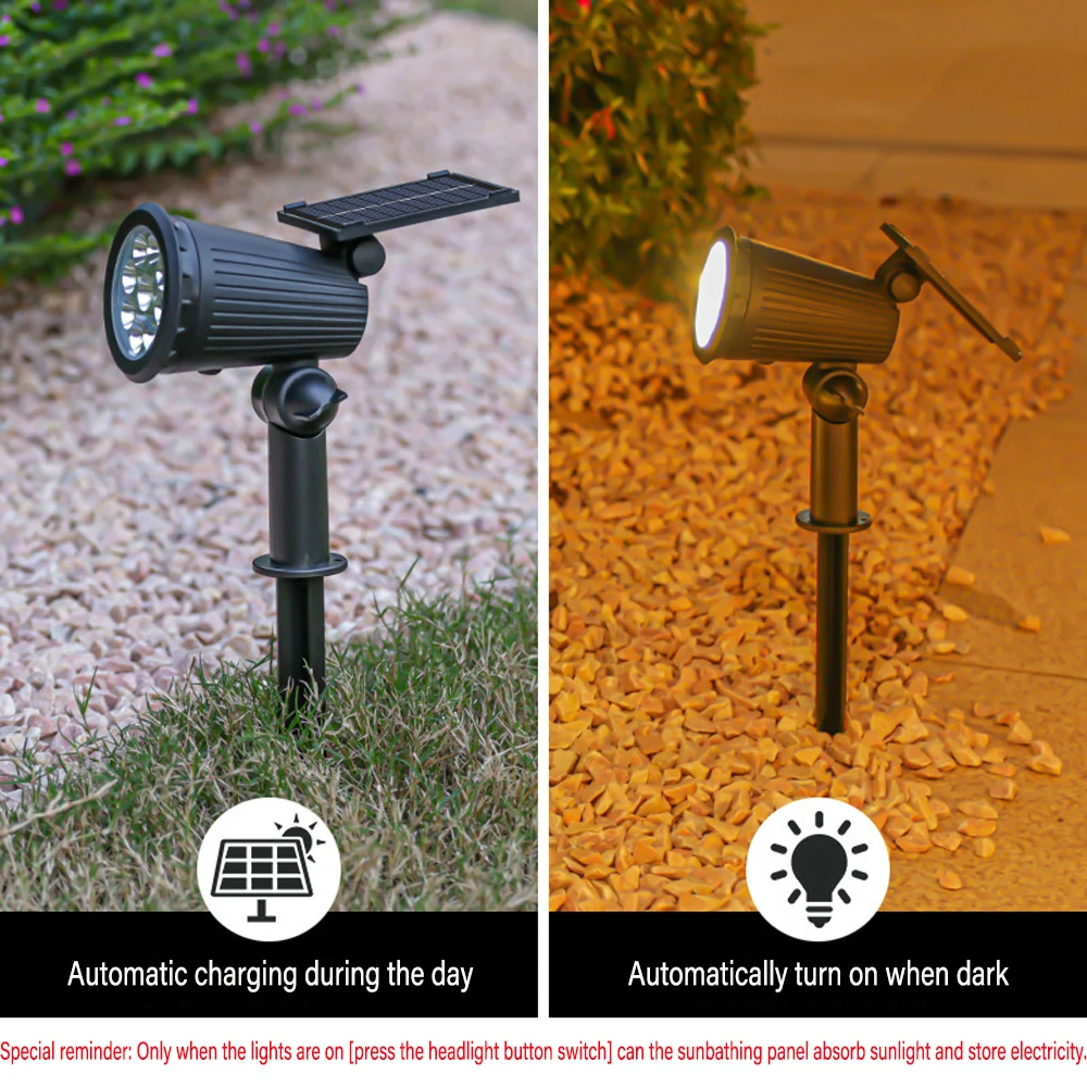 9 Led Solar Powered Lamp Adjustable Solar Spotlight In-Ground IP65 Waterproof Landscape Wall Light Outdoor Lighting