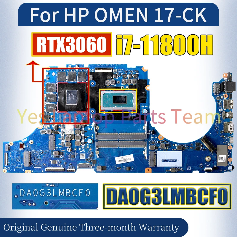 DA0G3LMBCF0 For HP OMEN 17-CK Laptop Mainboard M57133-601 SRKT3 i7-11800H RTX3060 GN20-E3-A1 Notebook Motherboard