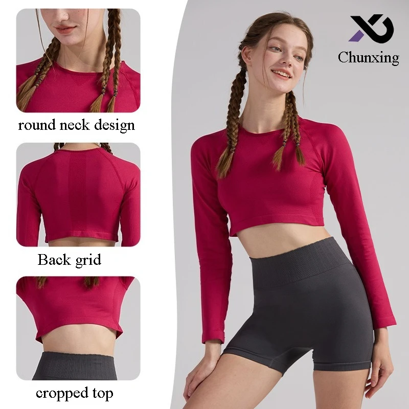 ハイエンドのシームレススポーツ長袖・半袖トップスパンツヨガウェア、不自然なラインのない多用途で自由に組み合わせ可能なセット