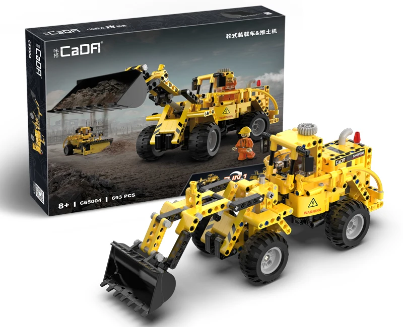 Cada 693 Stuks Stad Wiellader Auto Zware Mijnbouw Vrachtwagen Bouwstenen DIY Techniek Graafmachine Bricks Speelgoed Voor Kinderen Gift