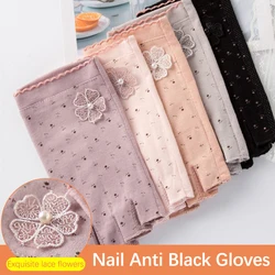 1 Pair Anti UV Thin Nail Gloves Cotton Lace Butterfly Anti Black UV Gel Shield Glove Half Finger Manicure Nail Art Tools