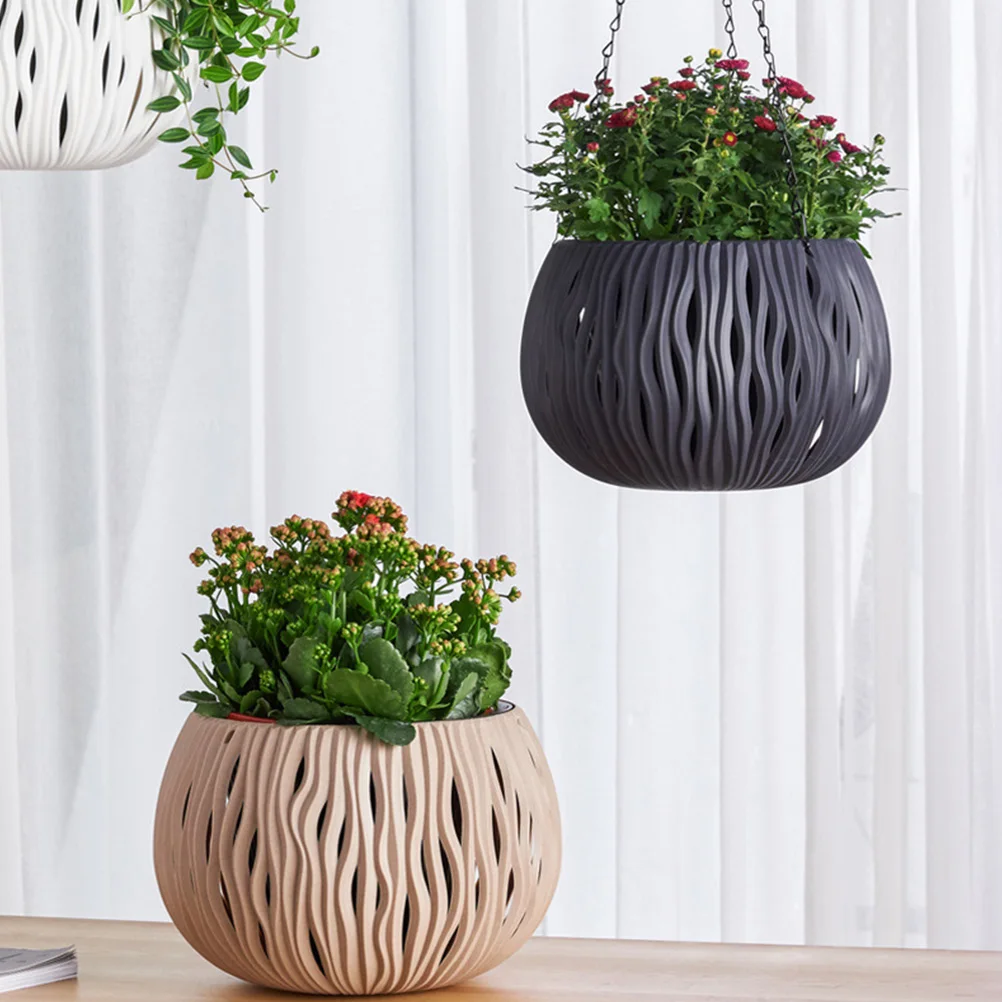 

Plastic Hanging Planter Baskets for Outdoors Indoor Thicken Material Flower Pot Chain Bedroom Plant Hanger Suitable
