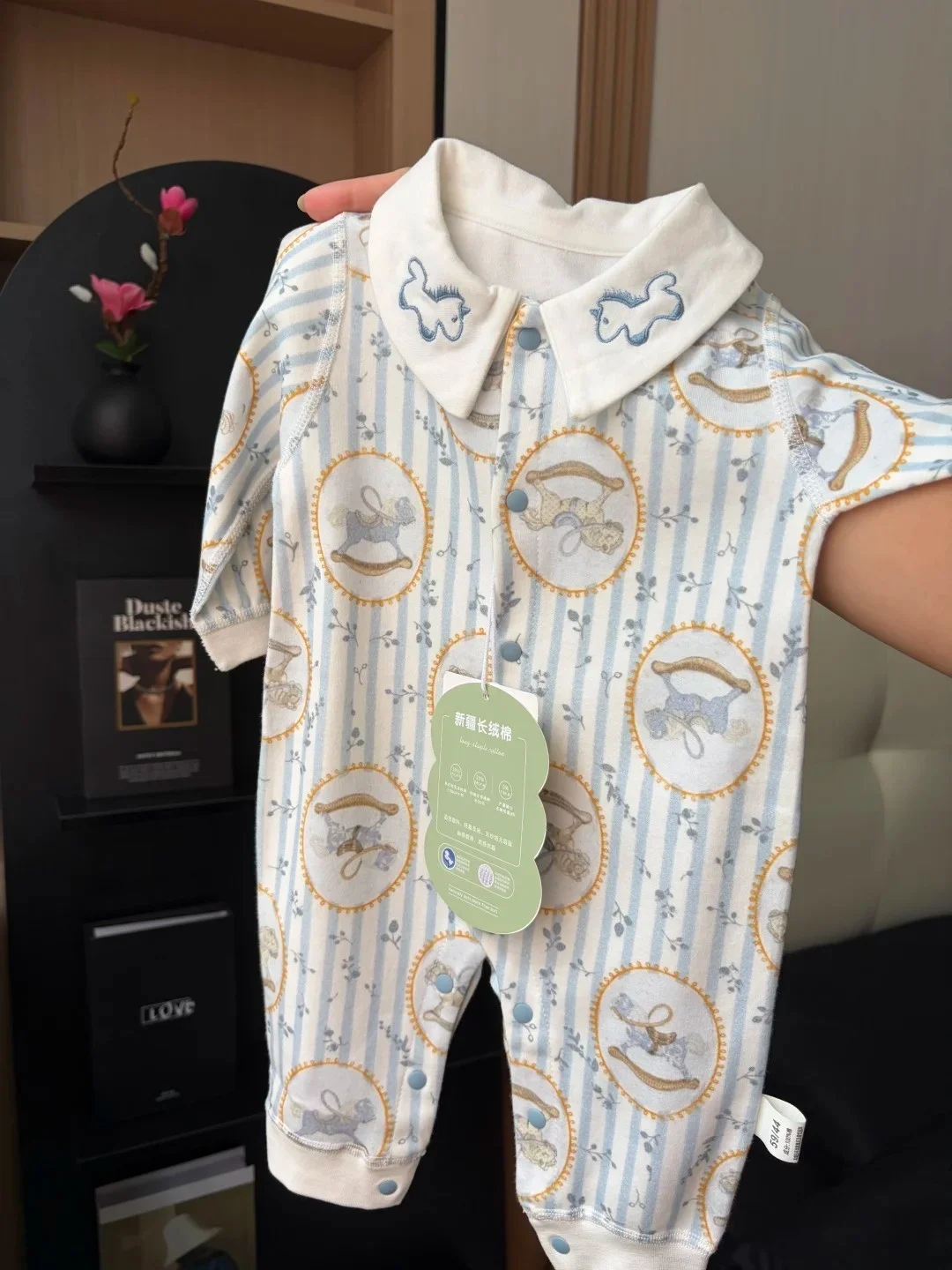 Macacão de Bebê de Manga Longa para Meninos, Roupas para Casa, Calças de Cintura Alta, Tecido de Algodão, Conjunto para Recém...