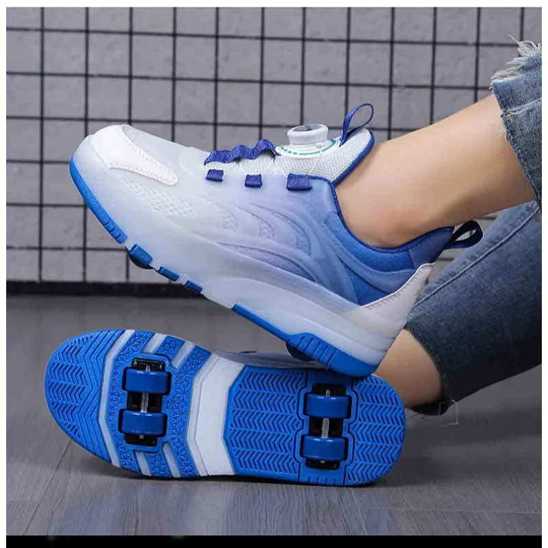 Roller Skate Shoes Kids Fashion Casual Sport 4 Wheels Sneaker Girl Boy Wing Boots Children Birthday Gift Toy Light Up Footwear