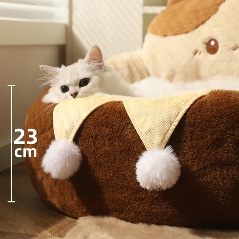 HOOPET Cats Sofa Dogs Bed Round Cat Pad Mattress Winter Warm Deep Sleep Cushion Soft Cat House Dog Nest Pet Accessories