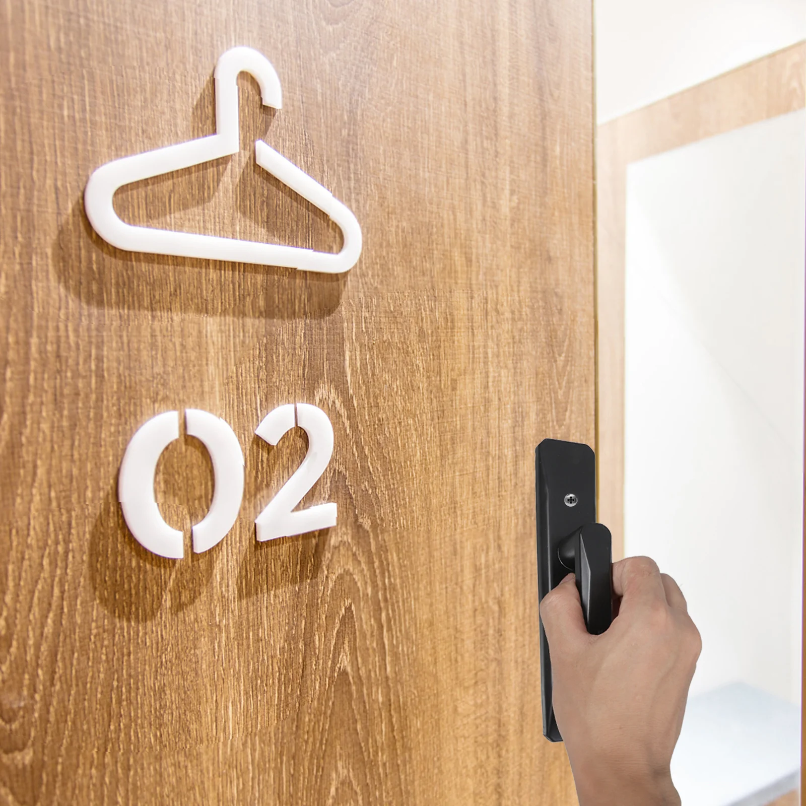 

Bathroom Door Handle Lock Black Keyless Privacy Interior Door Lever Reversible Square Lock for Bedroom Washroom Security